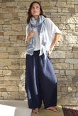 Tasha Cushion Cotton Balloon Barrel Pant Navy